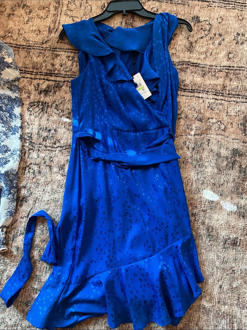 DKNY Royal Blue Ruffle Wrap Dress